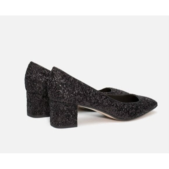 Zara Black Glitter Block Heels - 36/5.5-6US, BNWOTs! Made in Portugal 🇵🇹 - Picture 13 of 14